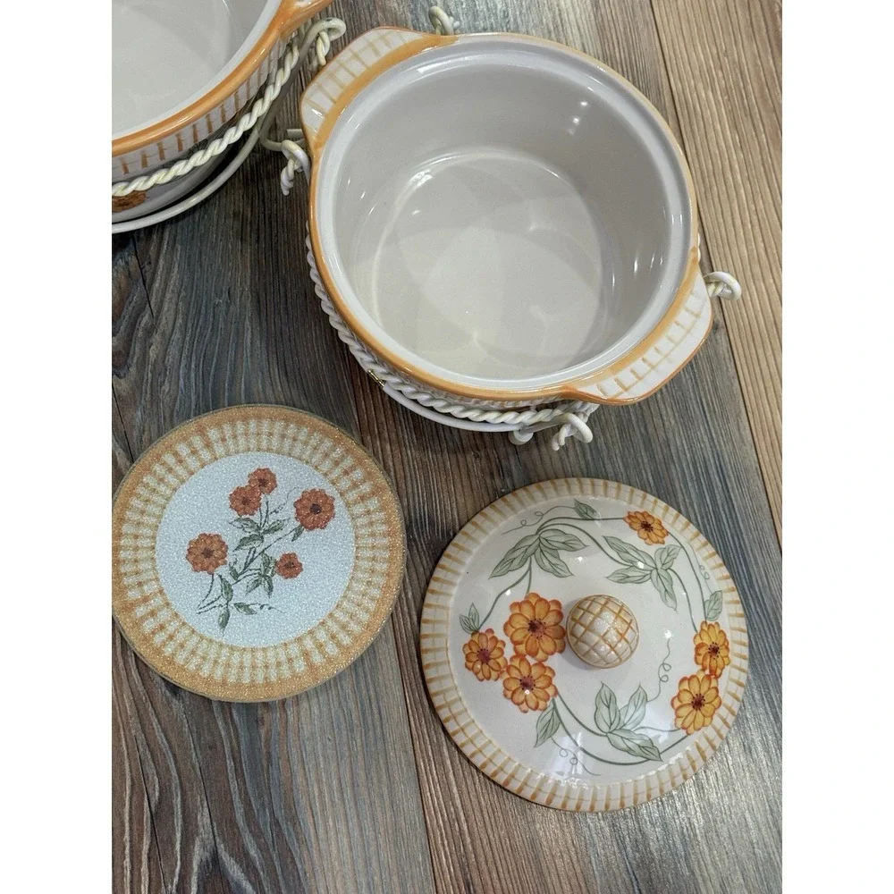 Temp-Tations Presentable Ovenware  by Tara bowls, Trivets, Covers  Old World Set
